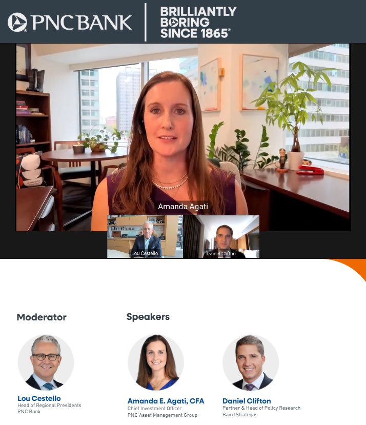 AmandaAgatiPNC's tweet photo. Thanks so much to all who joined @lrcestello @DanCliftonStrat & me for our @PNCBank pre-midterm 🗳️ election webinar earlier this week! If you missed hearing my fave musical/market 🎶 references LIVE or...wanna be sure to ⏩ right through them, check out the replay linked below! 😆

And, stay tuned to register for Part Two in our webinar series coming up on Thursday, 11/12 @ 2pm ET! 
https://t.co/jGWYlJjpOe