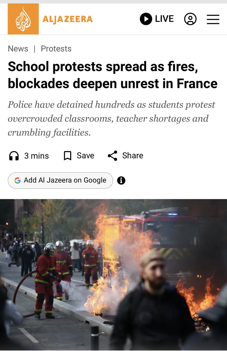 ImpactMediaFR's tweet photo. 🌎📰🇫🇷 FLASH

La génération Z française fait parler d’elle dans le MONDE ENTIER avec les blocus de lycées. https://t.co/MnMzzXO29H