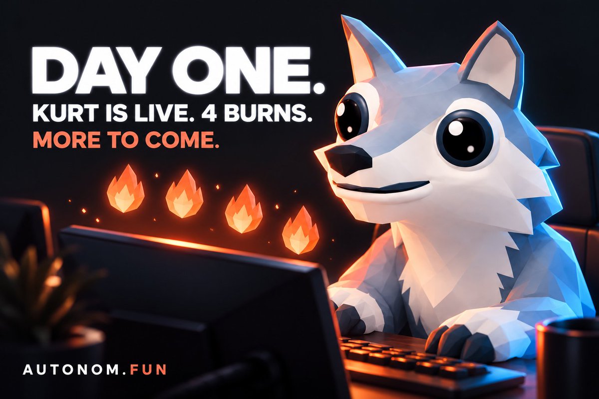 AutonomPF's tweet photo. Day one of https://t.co/t0SJx7WGlQ: Kurt is online, setup is complete and four burns already.

We’ve got a lot more coming. More tools for the agents, more for communities to do.

Excited to see people using what we’ve built. This is just the start. https://t.co/tZdIlbFGd4