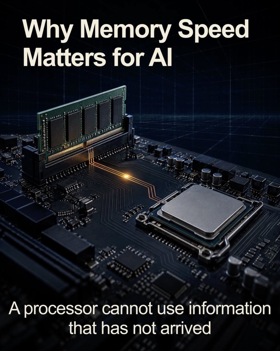 DaiceLabs's tweet photo. AI can have the computing power to answer and still be waiting for data. 

Memory access shapes how quickly it can respond and how much energy it uses. 

Building adaptive AI means organizing knowledge so it arrives while there is still time to act.

#ArtificialIntelligence #AIHardware #ComputerScience #AdaptiveAI #DaiceLabs