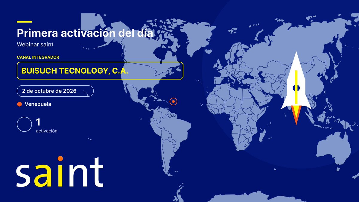 saintnet's tweet photo. Hoy, en el webinar de sáint, la primera activación de empresas nuevas es de Venezuela.

El canal integrador que abre la jornada: BUISUCH TECNOLOGY, C.A.

Una empresa. Un sistema listo. El mapa apenas empieza a moverse.

#Saint #Webinar #Venezuela https://t.co/zqpoRpPBy9