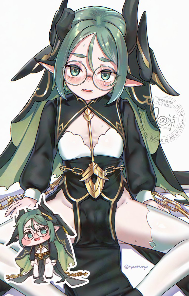 ryoattoryo3's tweet photo. ジェイド「きょ、教主！何だこの服は！？」
なんか色合いも似てるから着せてみた　※擬人化
#トリッカル #트릭컬 https://t.co/8AqJAjCjpC