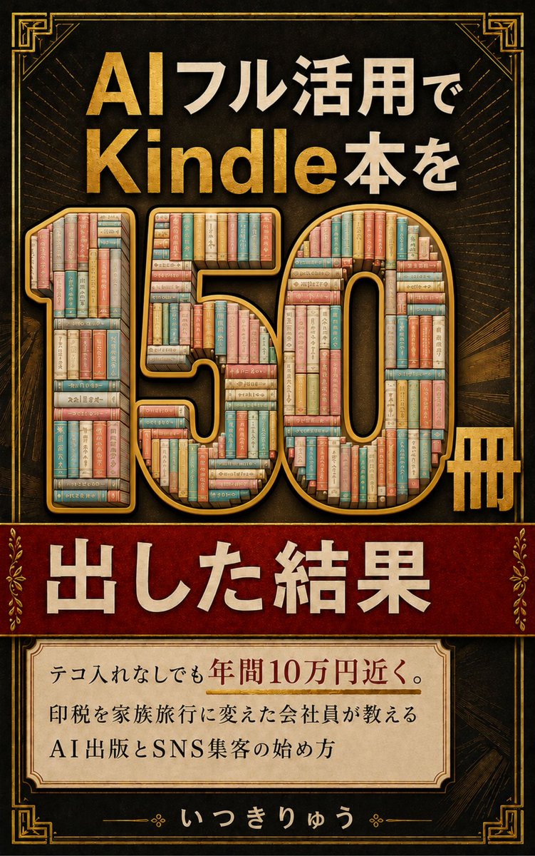 Cpon_mania's tweet photo. 現在、Kindleで150冊出版しています。

ふと考えました。
もしこれが300冊になったら、
老後の足しになるんだろうか、と。

正直に言うと、
今の印税は、月に数万円ほどです。

150冊でこの金額。
単純に倍にすれば、300冊で月に十数万円……
と言いたいところですが、
そんなに甘くないことも、6年やってきてわかっています。

売れる本もあれば、まったく動かない本もある。
古い本は、少しずつ読まれなくなっていく。
冊数を増やせば、そのまま収入が倍になるわけではありません。

それでも、ひとつだけ確かなことがあります。

一度出した本は、
自分が寝ている間も、働いている間も、
誰かに読まれる可能性がある、ということです。

月に数万円でも、
それが10年、20年と続けば、
年金だけに頼らない「もうひとつの柱」になる。

そう信じて、今日も一冊ずつ書いています。

300冊を出したとき、
この答え合わせをまたここでしたいと思います。

同じように、副業で老後に備えている方。
一緒に、コツコツ積み上げていきましょう。

#Kindle出版 #副業 #老後資金 #電子書籍 #いつきりゅう