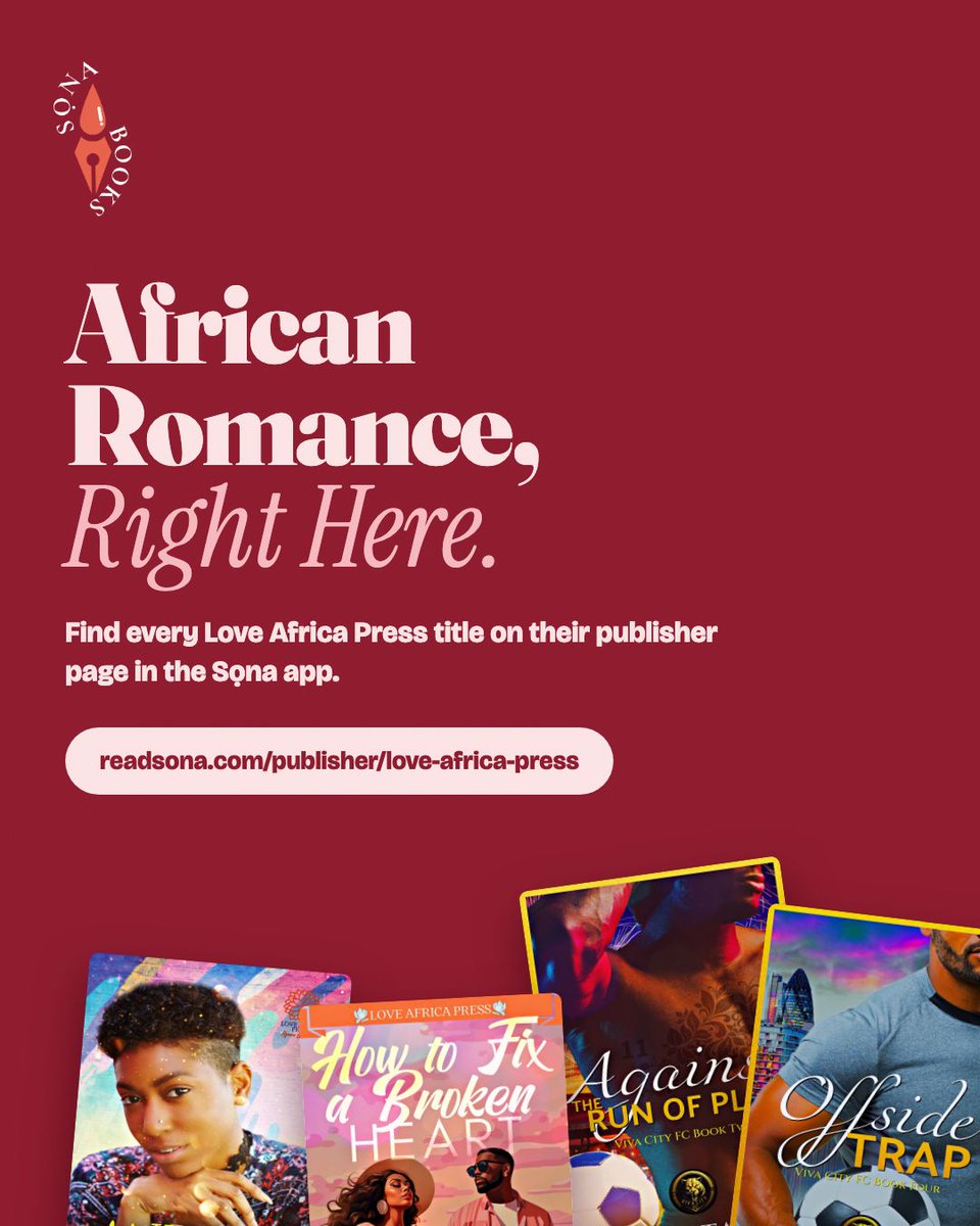readsona's tweet photo. Love Africa Press is now on Sọna. Seven of their romance titles are on the app, including Kiru Taye, Rosemary Okafor, Bambo Deen and more. Welcome, @LoveAfricaPress.

https://t.co/WKC3pyRUX6 https://t.co/mN2KnbY1cD