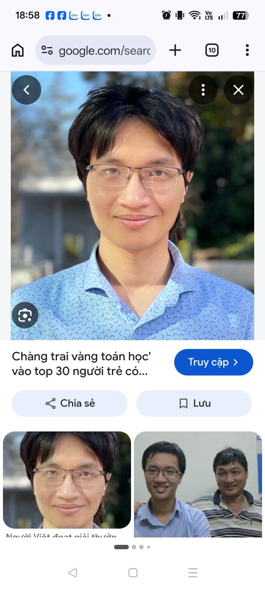Vanduan3679's tweet photo. Giáo sư Phạm Tuấn Huy sinh năm 1996 năm nay 30 tuổi là GS Toán Học trẻ tài năng nhất Việt Năm sau GS Ngô Bảo Châu.
#ngobaochau #Marth
#phamtuanhuy #imo2013 #imo2014 #goldmedal #fullprofessor30 #clay #chigago https://t.co/jBp7eF4zfe