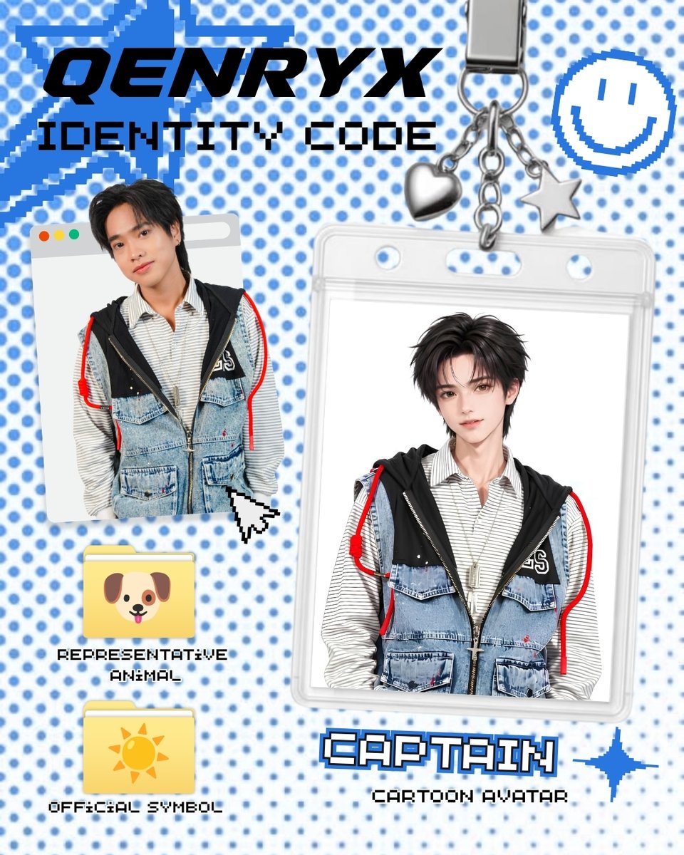 QENRYXOFFICIAL's tweet photo. Identity Code Official — CAPTAIN ☀️
ประกาศอย่างเป็นทางการแล้วค้าบ 📢
#CAPTAIN_QENRYX
#QENRYX
#ViralHitsMusicVision
#TVHArtist https://t.co/ctIJjB2BHc