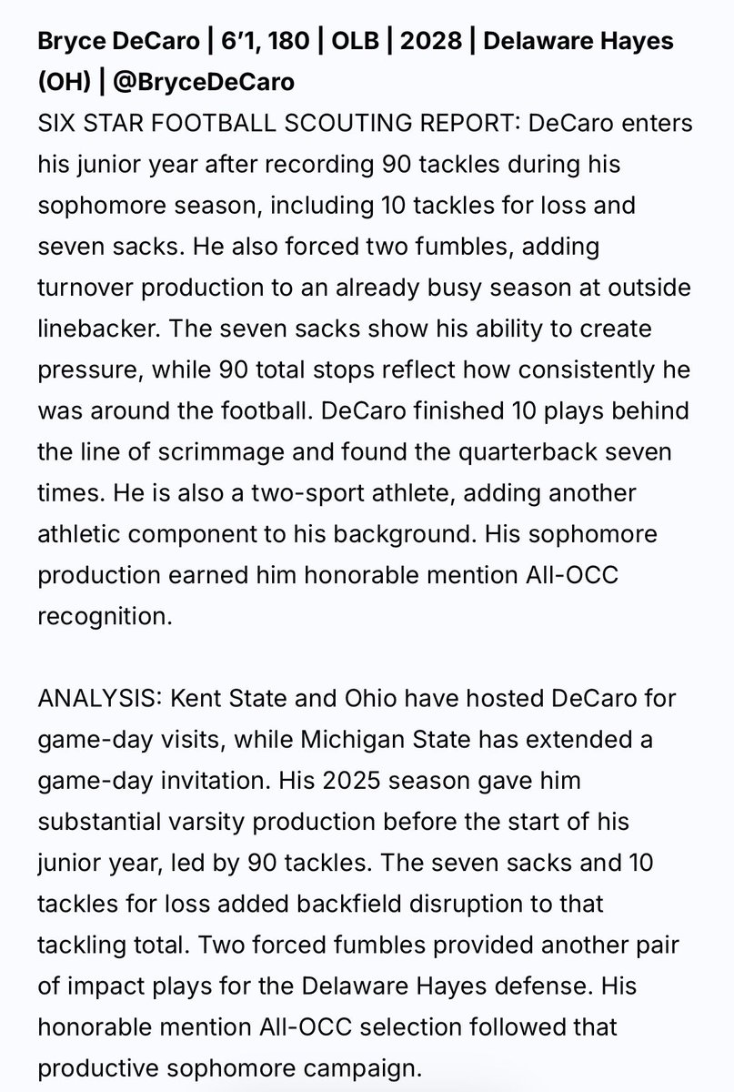 BryceDeCaro's tweet photo. Thank you @sixstarfootball for the write up!! 

@Montgomery_DHHS @MalivukJustin @HayesFootball19 @Colt_Tanner_ @CoachGayDHDL @Ncornell21 https://t.co/kU0VESAXi6