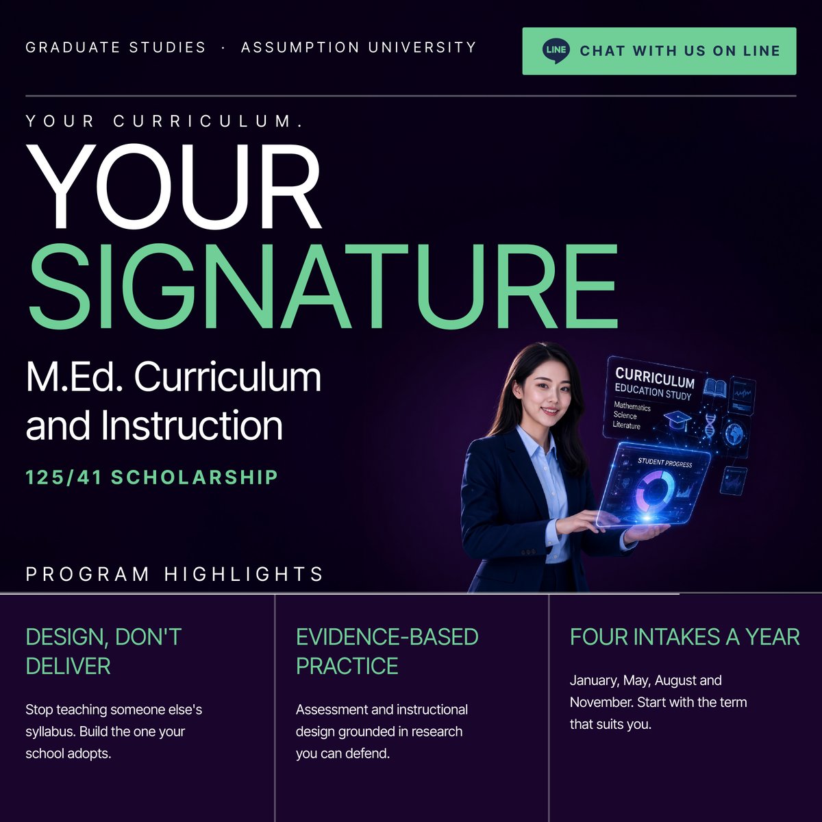 AbacGrad's tweet photo. Your Curriculum. Your Signature.

AI can deliver a lesson — designing the curriculum a school adopts is the higher-value work.

📅 November 2026 intake — apply now.
🌐 https://t.co/CBPfi0fzzJ · LINE @abacgrad

#ABAC #CurriculumDesign #TeacherDevelopment https://t.co/2BM5PU8Yar