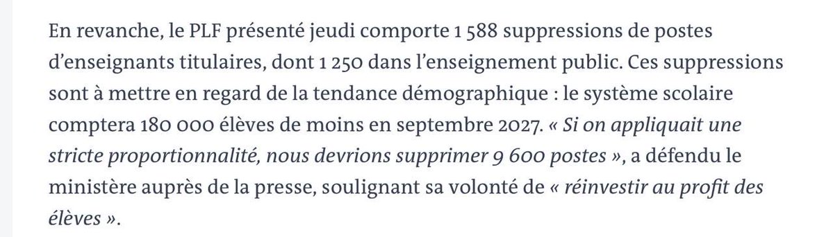 mbompard's tweet photo. En pleine mobilisation des lycéens, le gouvernement annonce la suppression de 1600 postes d'enseignants dont 836 dans les collèges et lycées publics.

Jusqu'où vont-ils aller dans la provocation et le déni ?

Les élèves de ce pays ont le droit à des conditions d'études dignes. https://t.co/uGNz0kPadp