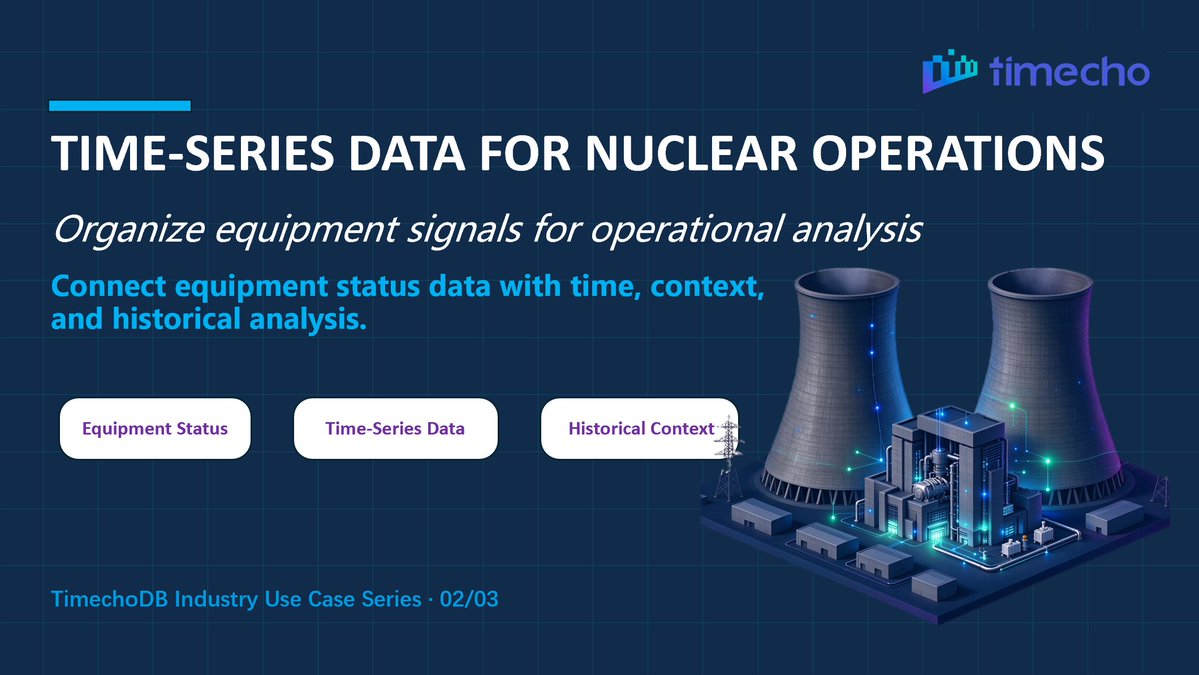 TimechoTech's tweet photo. Nuclear power plants use TimechoDB, built on Apache IoTDB database, as an open-source alternative to proprietary time-series systems — supporting full equipment status data management and fine-grained operational analytics. #NuclearEnergy #TimechoDB #ApacheIoTDB https://t.co/juq8KLffPO