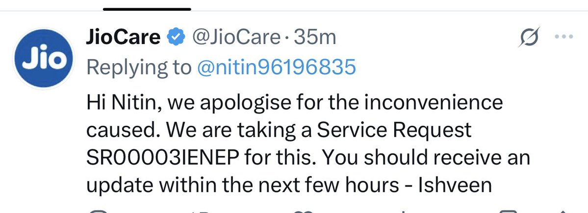 nitin96196835's tweet photo. @JioCare @reliancejio @TRAI @RIL_Updates @Meta @facebook @finkd it’s already 192 hours since complained and you asking few more hours ? Shame on you guys. @PMOIndia @TataCompanies @gautam_adani @udaykotak @TheSunilMittal this is how @RIL_Updates works no ethics… https://t.co/eKqHSJrGvk