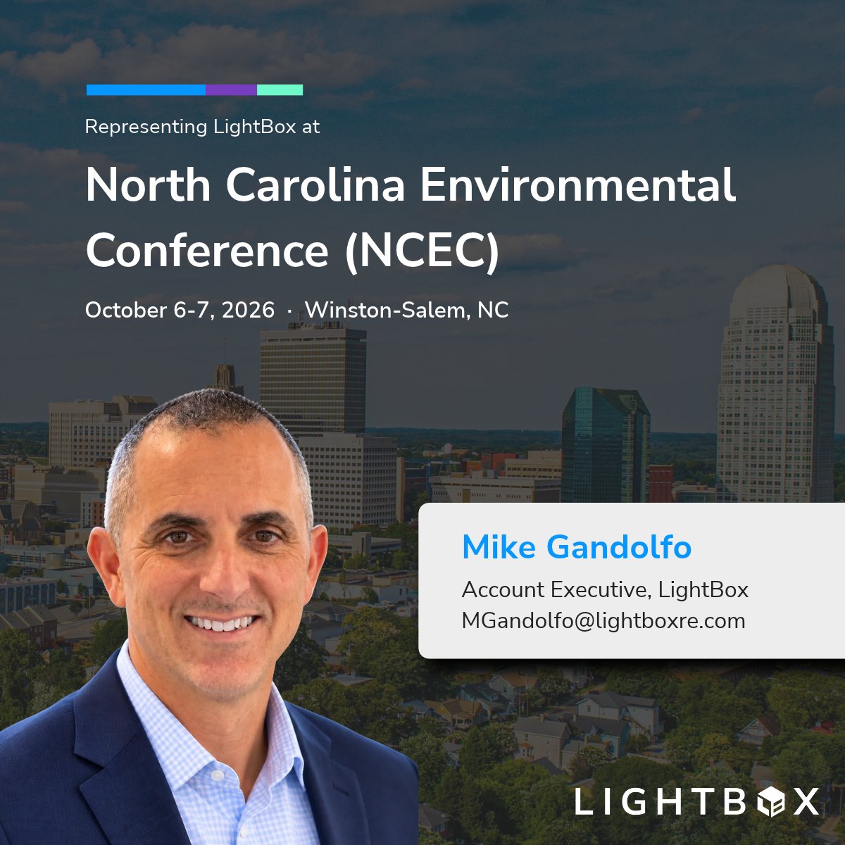 LightBoxRE's tweet photo. @LightBoxRE is looking forward to joining the North Carolina Environmental Conference on October 6-7 in Winston-Salem, bringing together environmental professionals from across North Carolina and the Mid-Atlantic region.

Mike Gandolfo will be on-site representing LightBox and connecting with attendees about environmental due diligence, evolving industry challenges, and the tools helping environmental professionals streamline research and make more informed decisions.

We look forward to seeing you in Winston-Salem.

Learn more about NCEC: https://t.co/yYftmDx8dT

#NCEC #EnvironmentalDueDiligence #EnvironmentalProfessionals #NCEC2026