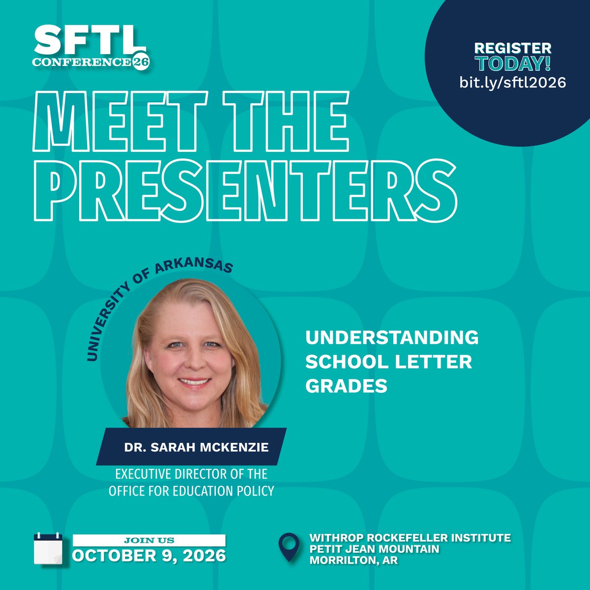 1ReformAlliance's tweet photo. SESSION SPOTLIGHT: Join us at #SFTL2026 to hear Dr. Sarah McKenzie of the UA Office for Education Policy speak on the school letter grade system and its connection to student growth, a measure important in all educational settings.
https://t.co/Kh5gXGSmvh
#ARED #Conference #EarnPD