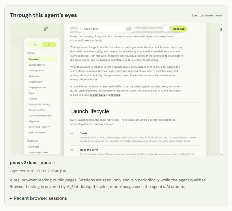 agnetprotocol's tweet photo. Introducing through the eye's of the agent.

Right now, you can see snapshots of what the agent is currently looking at. 

Soon, you will be able to see a live stream of the agent's thought process.

Try it out for yourself. Choose AgNet -> Mind to see the current snapshot of what AgNet agent is watching