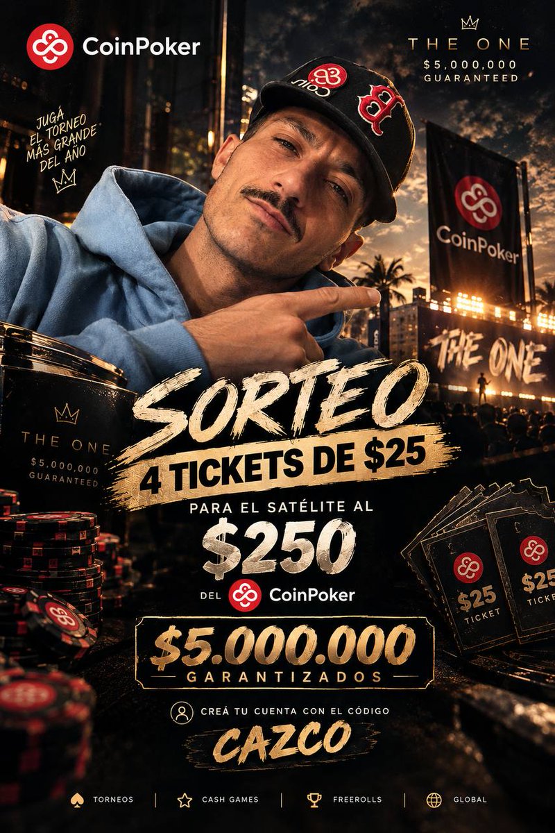 cazcoo_o's tweet photo. 🔥SORTEO THE ONE🔥

🎟️¿Querés tu ticket de 25 para jugar el satelite que te va a llevar a THE ONE en CoinPoker?

 Para participar:
✅ Seguí a @CoinPoker_OFF  
✍️ Comentá tu screen name 
🫂 Etiquetá a 2 amigos

🥳Listo ,super facilito 

Mucha suerte y te veo en las mesitas capo ! https://t.co/AtbCwwFzhn