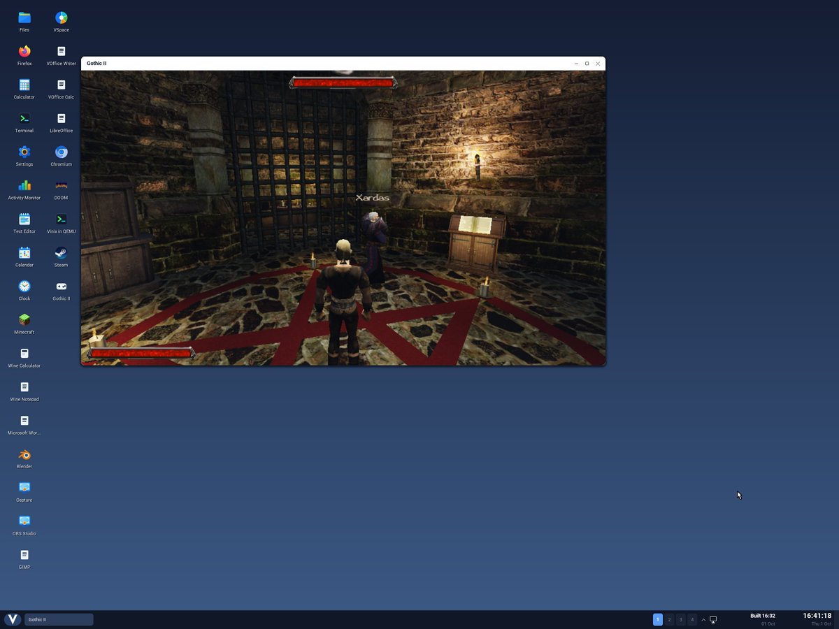 vinix_os_'s tweet photo. Vinix now runs Minecraft, DOOM, DOOM 3, Gothic II.

It will soon run Roblox, Counter Strike 2, and Dota 2!

Not bad for a kernel/OS that was written from scratch so recently.

https://t.co/RL72Rt3mGX https://t.co/aQIzH0uFJ5
