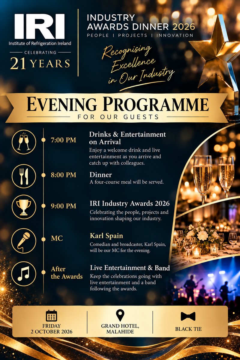 InstituteofRef's tweet photo. We’re looking forward to welcoming everyone to the IRI Industry Awards Dinner 2026 tonight at The Grand Hotel, Malahide! 🥂🏆
A huge thank you to everyone who has supported the event, from our corporate partners and sponsors to everyone who submitted nominations.
See you tonight https://t.co/waxXHABgXs
