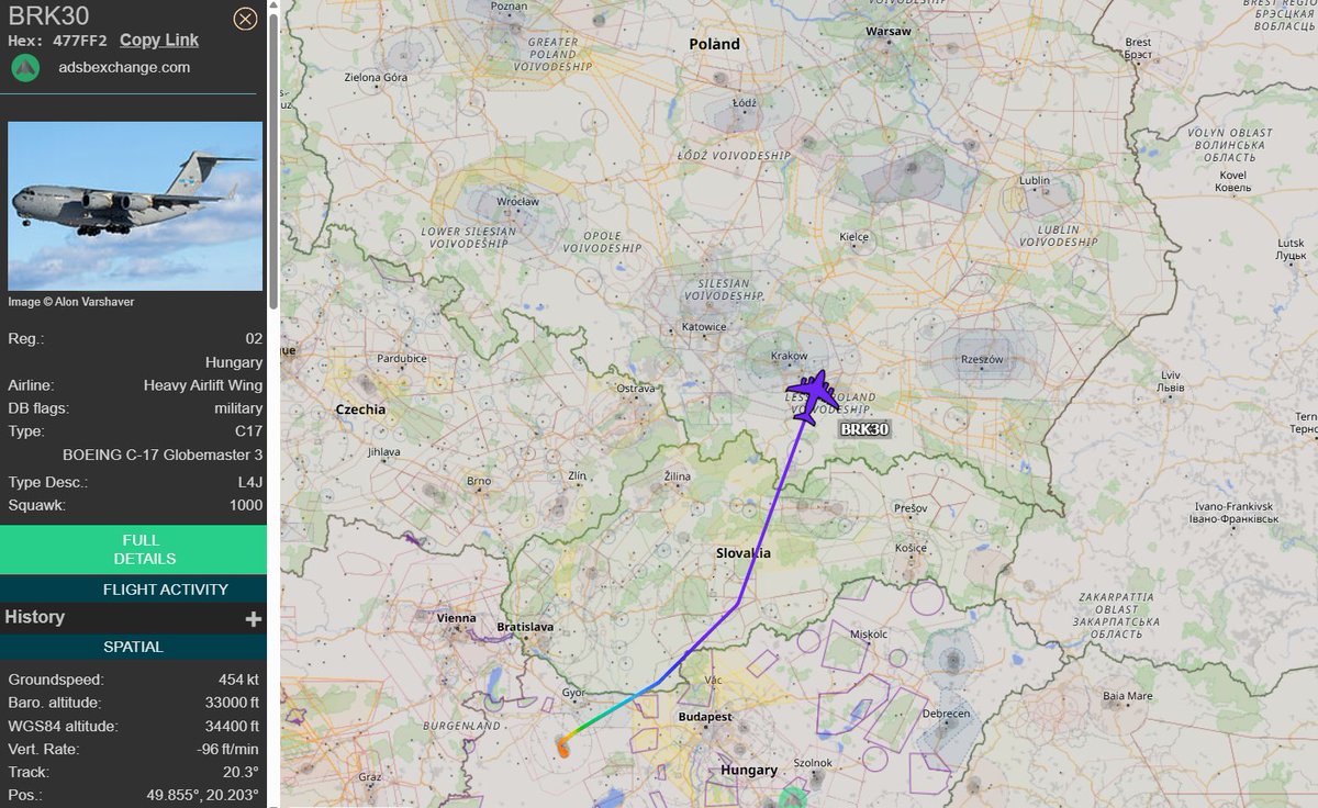 PolishMilRadar's tweet photo. 📅 02.10 🕑 14:34LT - ✈️ C-17A Globemaster tranzytem 🇱🇹
🌍 Strategic Airlift Capability / Heavy Airlift Wing
✈️ #BRK30 Boeing C-17A Globemaster III | Reg: 08-0002
🛫 Baza Lotnicza Pápa #LHPA 🇭🇺
🛬 Kowno #EYKA 🇱🇹
🔗 https://t.co/9SxCsysMOH
#POLMILRADAR https://t.co/O6Ytkk9fVL