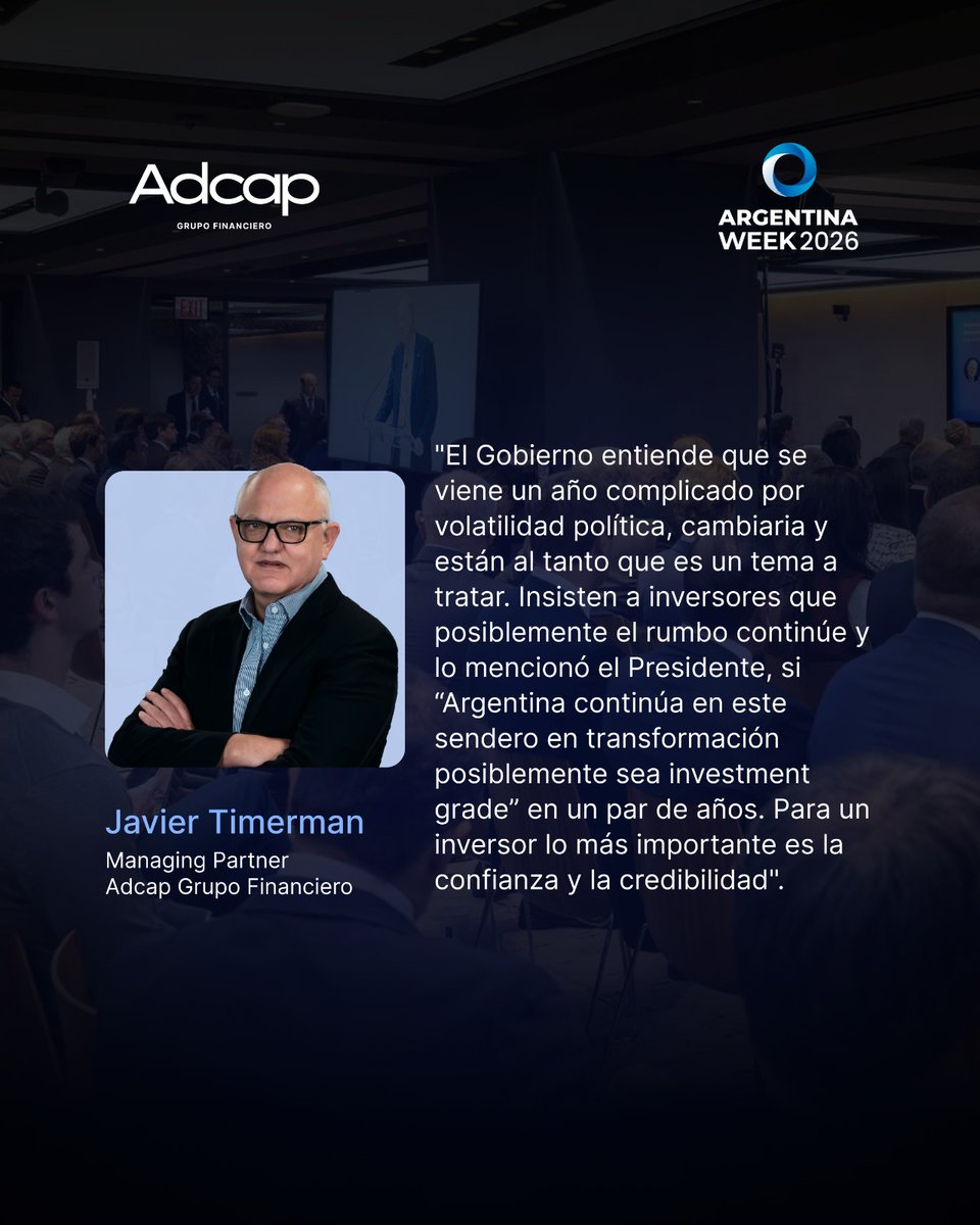 AdcapArg's tweet photo. 👉Nuestro Managing Partner, @JavierTimerman, participó de Argentina Week 2026 en París, un espacio de encuentro e intercambio sobre las perspectivas de la Argentina y las oportunidades que presenta el país para los inversores internacionales.

▶️ Mirá la entrevista completa que realizó en @radiomitre  en el siguiente link: https://t.co/Ql72KbtPVm
#ArgentinaWeek