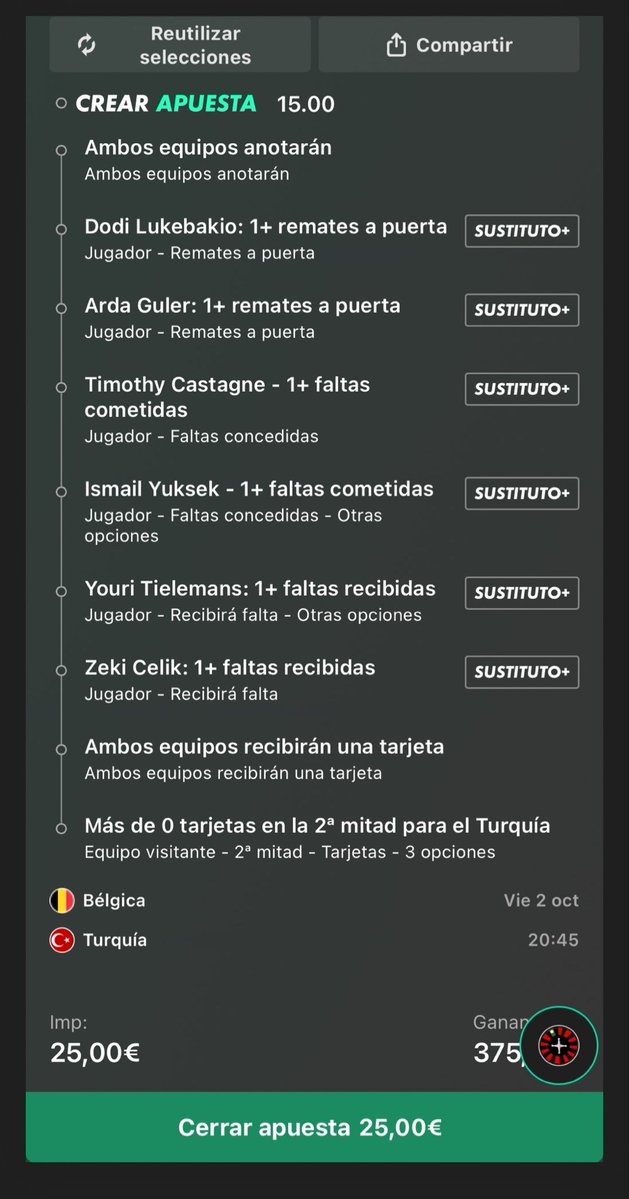 MrTips365_'s tweet photo. Cuota 5 | 🇫🇷 vs 🇮🇹
Cuota 10 🇧🇪 vs 🇹🇷

Volvemos al “curro” 

🎁En el citado nos pagan a CUOTA 10 una combi MUY top para Españita 🤯👇🏼 https://t.co/zYeRVGd2Ba