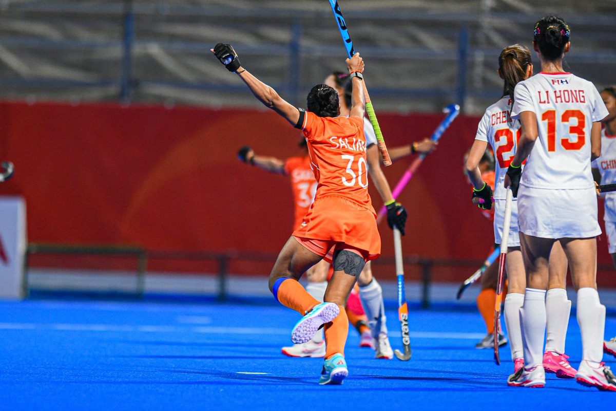 MisraSundeep's tweet photo. That 44-year wait is finally over! Reclaiming the Asian Games gold after 1982 Shivaji Stadium glory is a historic triumph for Indian hockey.
​Holding off China with a gritty, disciplined 1-0 defensive performance showed incredible maturity. Savita Punia’s crucial Q2 penalty stroke save completely flipped the momentum, a true champion’s moment under immense pressure. Huge credit belongs to Sjoerd Marijne and the entire coaching staff for instilling a high-performance mindset.
​Best of all, securing direct qualification for the LA 28 Olympics gives India time to build something extraordinary. Truly unforgettable!
#goldforindia #goldmedal #hockeyindia #women #teamindia