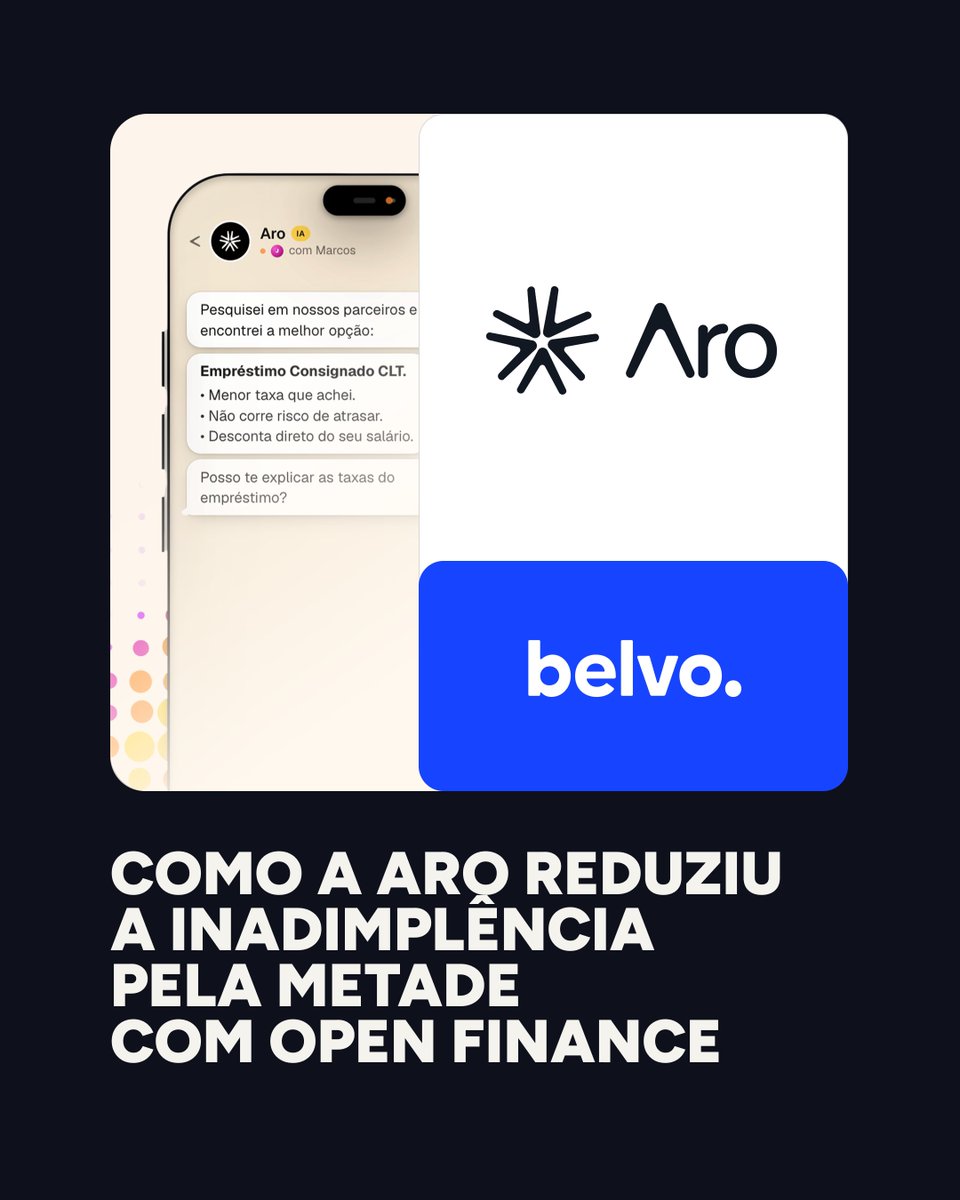 joinbelvo's tweet photo. Em nove meses, a Aro cortou pela metade a inadimplência da 1ª parcela usando Open Finance na entrada do crédito. A conversão foi para 80%-90%, e a fraude deixou de ser um problema no funil.

O case completo 👇
 https://t.co/ZLt1Se4Vbl https://t.co/q02LF6AKLC