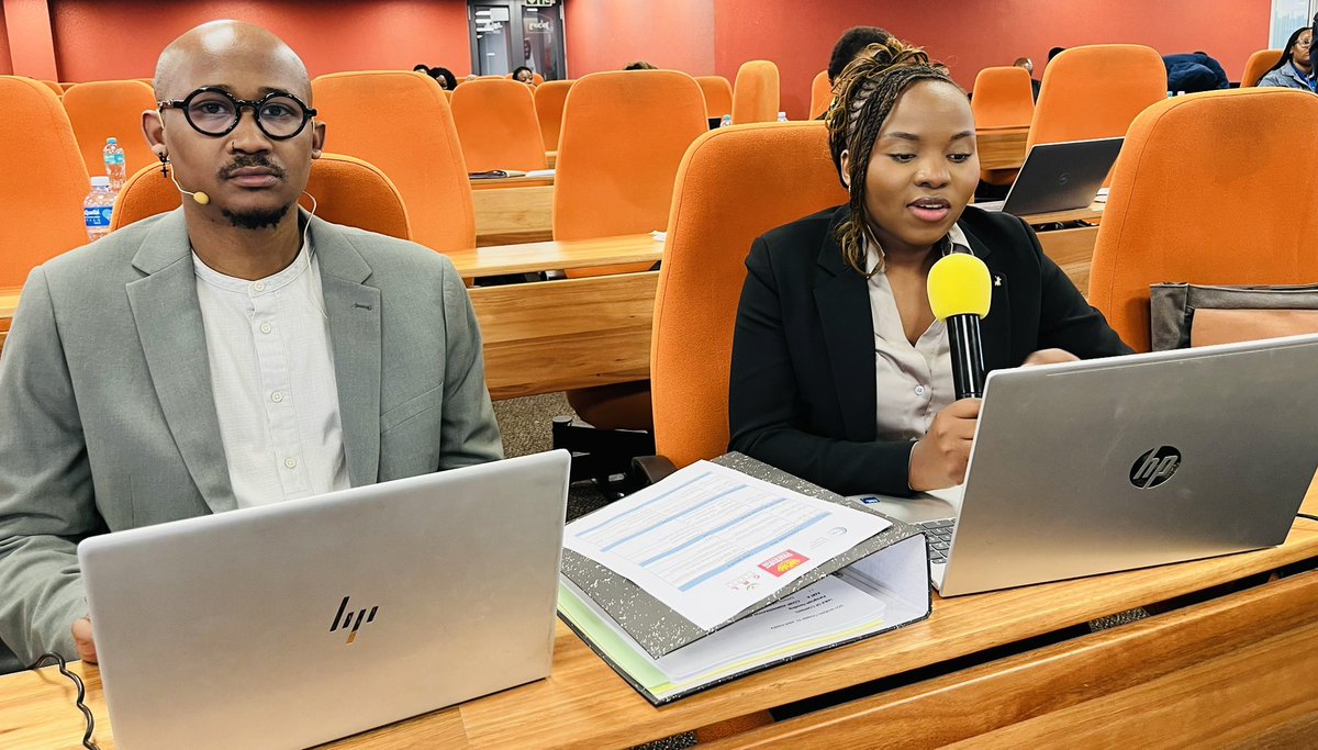 SAHRCommission's tweet photo. #GBVF | Evidence Leaders, Adv Afika Nqeto &amp; Siphezulu Zulu, giving gap-analysis on the written responses from the Department of Justice and Constitutional Development @DOJCD_ZA on gender-based violence and femicide (GBVF) related cases @CGE_ZA @CRL_Commission #EndGBVF https://t.co/4cEQDm8BPH