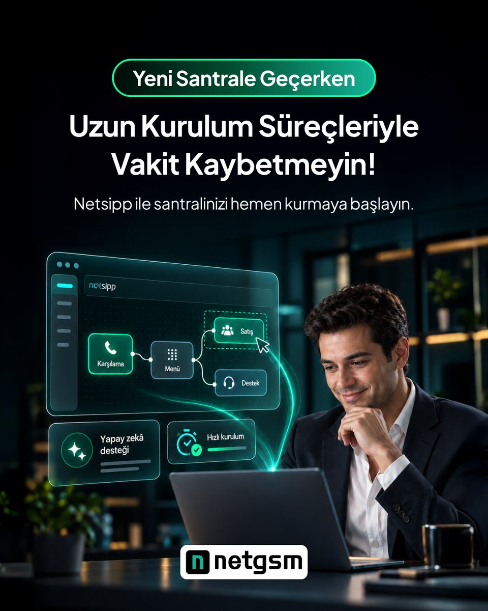 NET_GSM's tweet photo. ⚡ Santral kurulumu için günlerce beklemeye gerek yok!
 
Netsipp ile santral senaryonuzu sürükle-bırak yöntemiyle kolayca oluşturabilir, yapay zekâ desteğiyle ihtiyacınıza uygun senaryoyu tek seferde hazırlayabilirsiniz.
 
🚀 Netsipp’e hemen geçiş yapın! 
 
#Netsipp #Netgsm https://t.co/0IjXEkiEIp