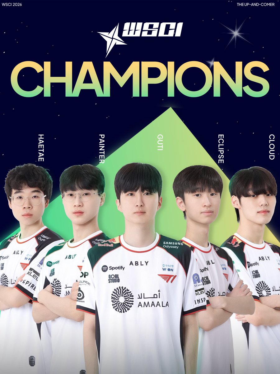 lolesports's tweet photo. 🏆 @T1LOL ESPORTS ACADEMY ARE THE 2026 WSCI CHAMPIONS! 🏆 https://t.co/WXnPEL29Tg
