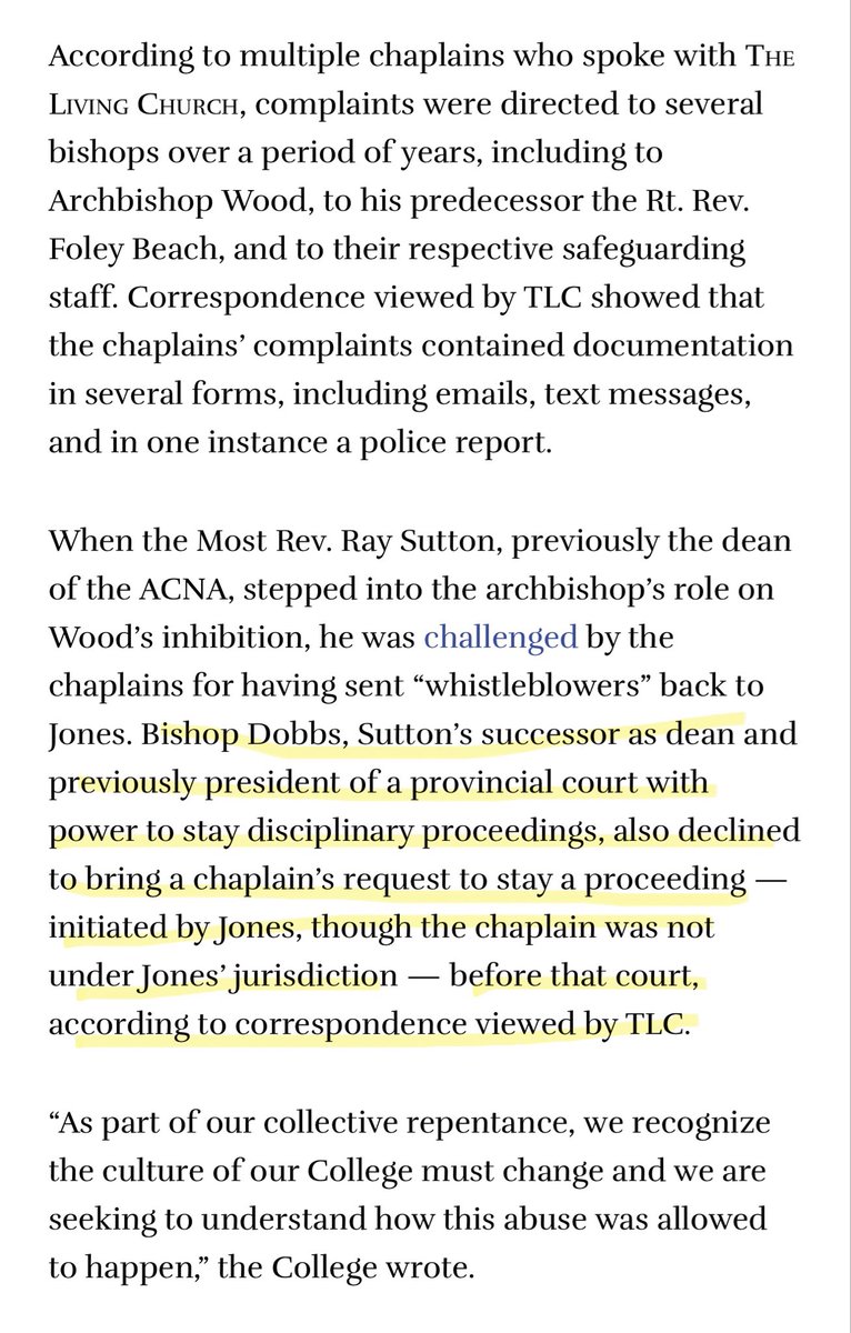 joshualfink's tweet photo. @ArlieColes I might be dumb, but this sentence is confusing to me. Can you clarify what it is saying? It sounds like the chaplains requested that Bp. Dobbs begin a proceeding based on their complaint and he refused, but I don’t understand the “initiated by Jones, though the chaplain was not under Jones’ jurisdiction” part.