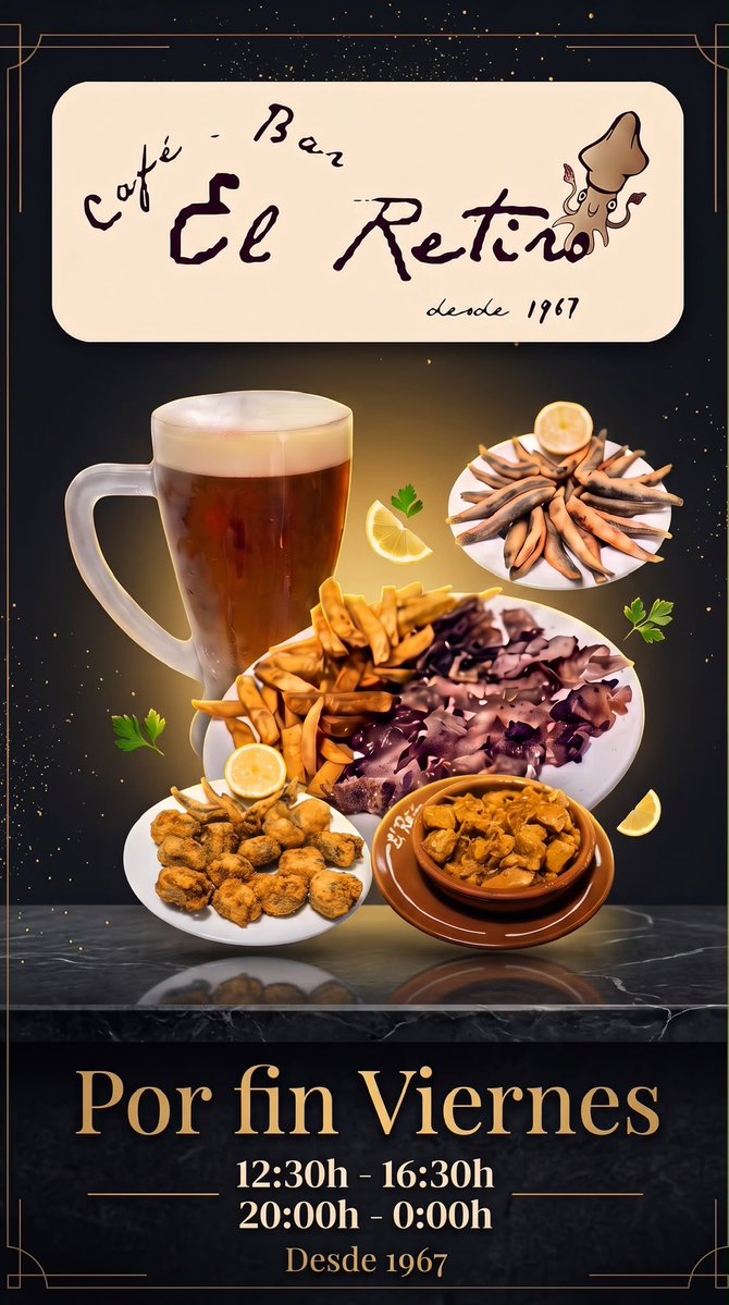 BarRetiro's tweet photo. Hoy es viernes y el cuerpo lo sabe… 😜🍺🦑
Reserva mesa 👉🏾☎️ 924 30 92 35.
🍽️ https://t.co/hPrPEw9YKa
📍 Avda. Reina Sofía, 5. #Mérida
📆 Martes a domingo: ⏰ 12:30 a 16:30 ⏰ 20:00 a 0:00h
#ElRetiro #cerveza #pescaitofrito #viernes https://t.co/WTJ7dXYd4n