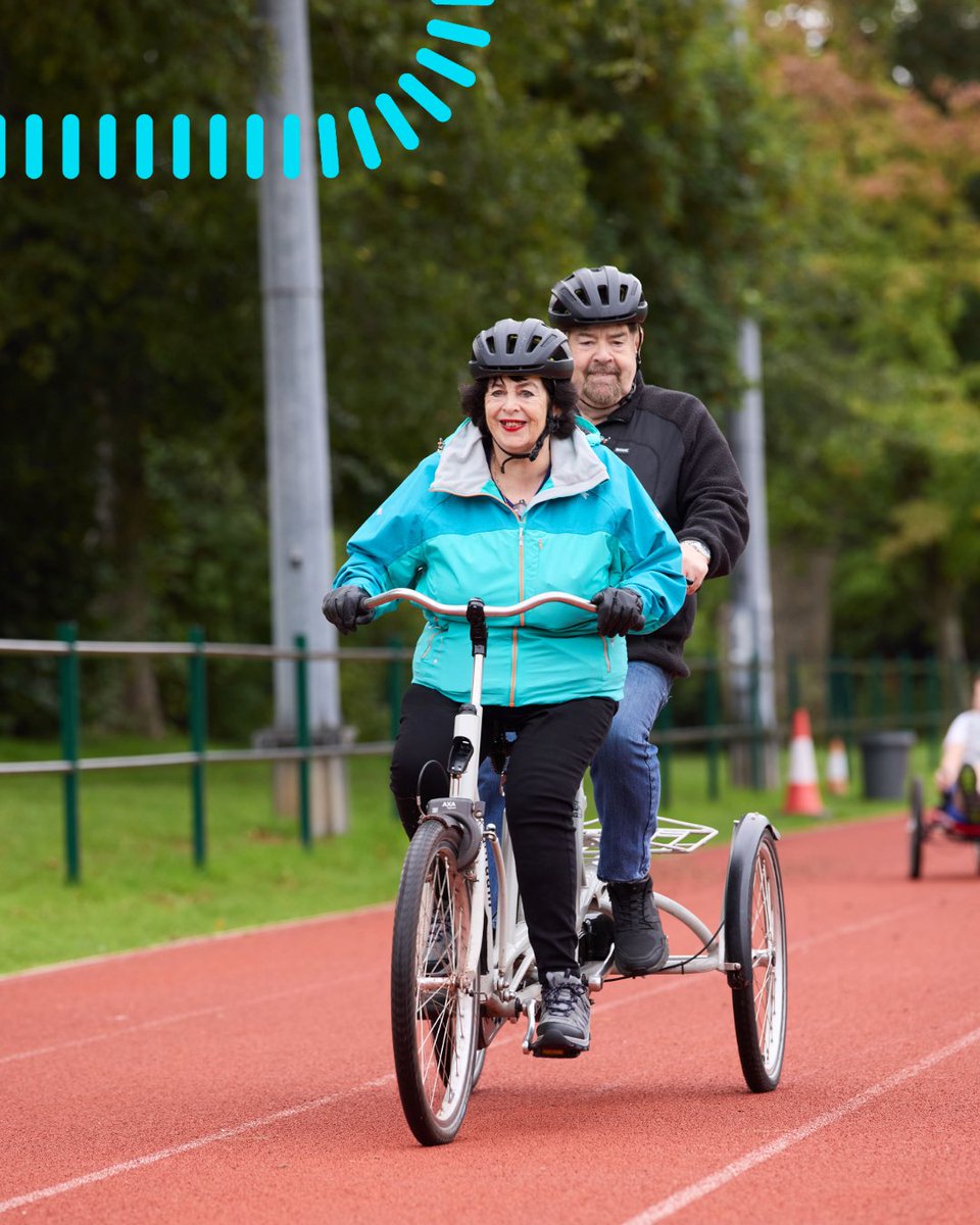 Motability's tweet photo. In 2024, we grant-funded @WeAreCyclingUK's Inclusive Cycling Experience programme. Through one of the programme’s Manchester hubs, Margaret and Andrew have discovered a love of cycling.

Today is #WorldSmileDay, so we're sharing how cycling gives people lots to smile about. 😃 https://t.co/IgzRrsgVcO