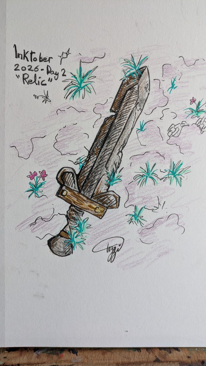 Its0kae's tweet photo. #inktober2026 - Day 02

"Relic" https://t.co/dh7t2NLBPH