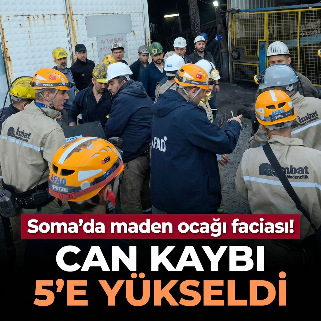 yeniakit's tweet photo. Soma’da maden ocağı faciası! Can kaybı 5'e yükseldi

Manisa’nın Soma ilçesinde bir maden işletmesinde meydana gelen göçükte can kaybı 5’e yükseldi. İlk belirlemelere göre 2 işçi sağ kurtarılırken, 2 işçinin cansız bedenine ulaşıldı. Ekiplerin çalışmaları sonucunda göçük altında kalan 3 madencinin daha cansız bedenine ulaşılmasıyla hayatını kaybeden işçi sayısı 5 oldu.