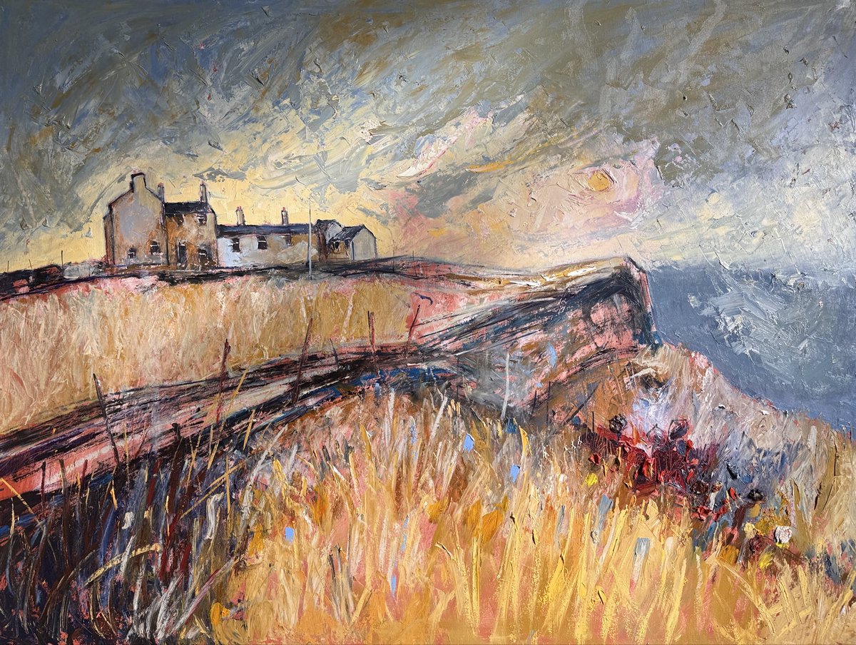 staithesartist's tweet photo. #WIP Getting there with my 4x3’ oils and oil painting sticks on wood panel. Inspired by a visit to Berwick for a #JoanEardley exhibition and the experimental work I did over the summer. #Boulby ‘Living on The Edge’ https://t.co/LhcgFMwEZ0