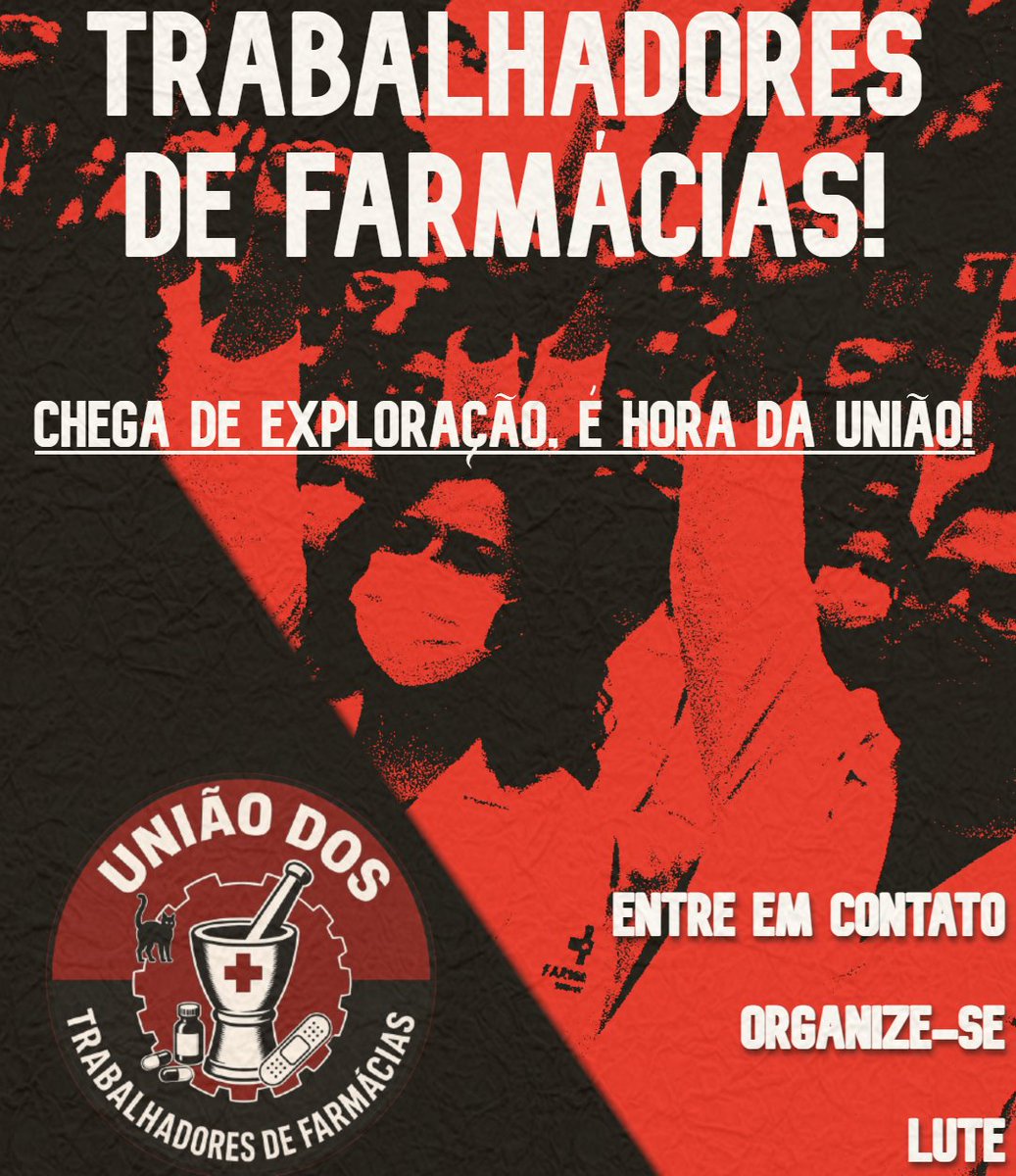 LUTAFOB's tweet photo. MARINGÁ/PR: NASCE A UNIÃO DOS TRABALHADORES DE FARMÁCIA (UTF) 

Com uma farmácia abrindo em cada esquina todos os dias, o que não falta é acumulo de demanda para cada vez menos funcionários, gerando desvio de função e sobrecarga

Saiba mais: 
https://t.co/XPgEV15MUc https://t.co/CHbGaCIbnw
