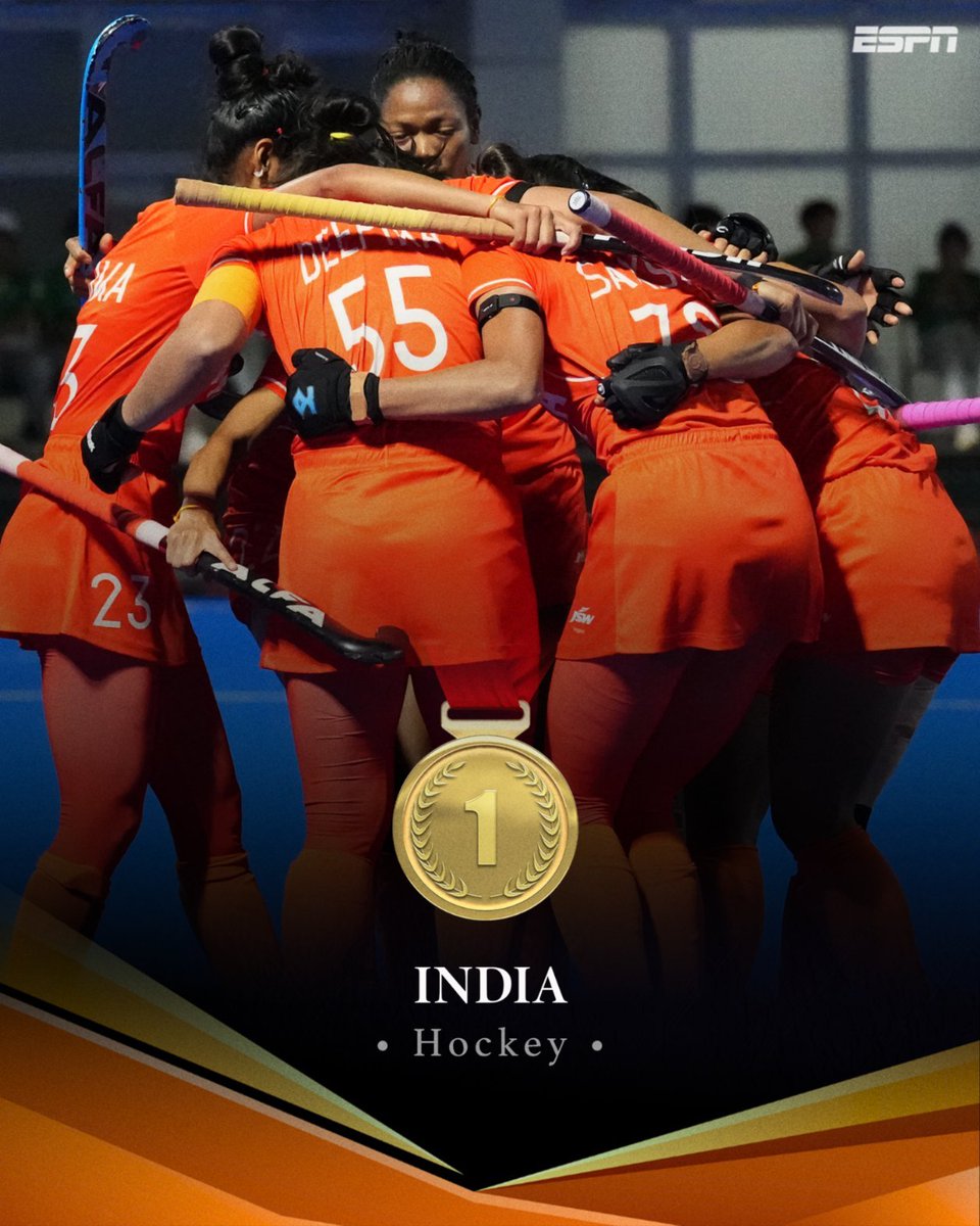 savior174's tweet photo. INDIA ARE ASIAN GAMES CHAMPIONS! 🥇

India’s women’s hockey team defeat China 1–0 in the final to win GOLD after 44 years! 🏑

LA 2028 OLYMPICS QUALIFICATION SECURED! https://t.co/vzd4ykuplk