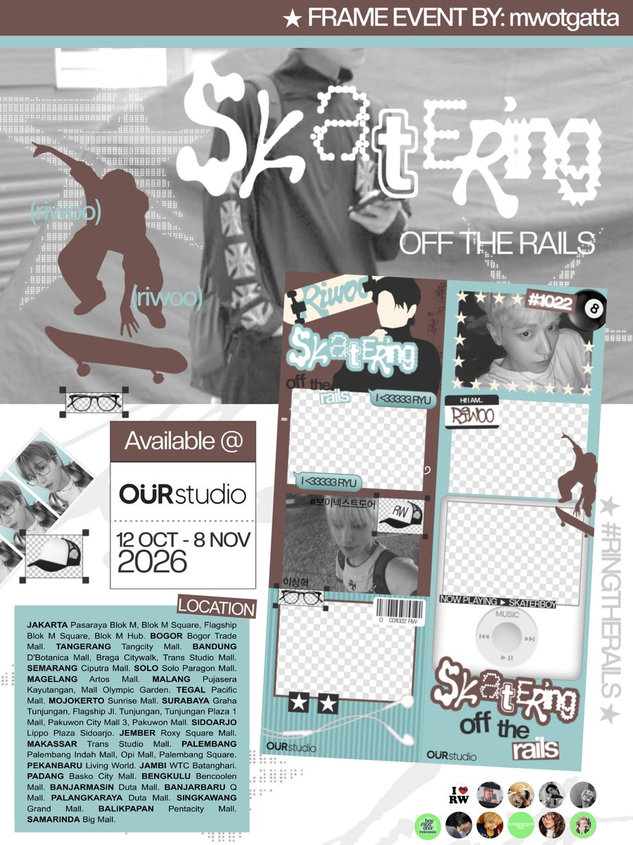 bbibbiriwoo's tweet photo. SKATERING: Off The Rails 🛹 #RIWOO #리우

BOYNEXTDOOR RIWOO's BIRTHDAY PHOTOFRAME EVENT
by @mwotgatta [on x]

🗓 2 oct - 8 nov 2026 (details on poster)
🚏 snaplab, ourstudio, sukhakala

Snap your moment with #RINGTHERAILS 🛹 https://t.co/r7T83DyxpK