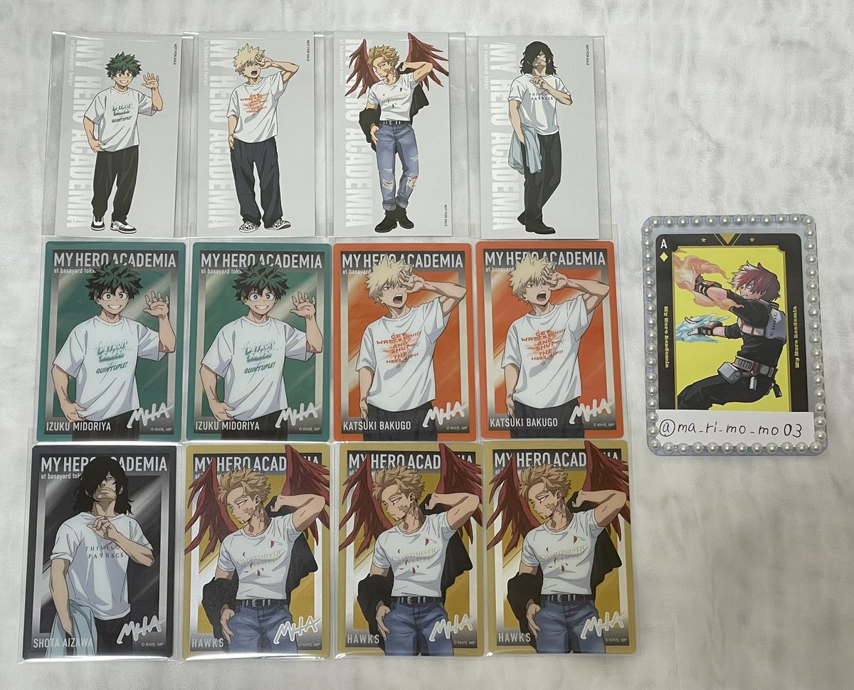 ma_ri_mo_mo03's tweet photo. 【交換】僕のヒーローアカデミア ヒロアカ ベースヤード ベースヤードトーキョー 缶バッジ アートステッカー  メタルカード 特典 アートカード

《譲》緑谷、☆爆豪、☆ホークス、相澤

《求》同種 轟

☆は無印含む方優先

郵送または大阪梅田手渡し
検索からでもお気軽にお声掛けください。 https://t.co/h3y6LaeqAd