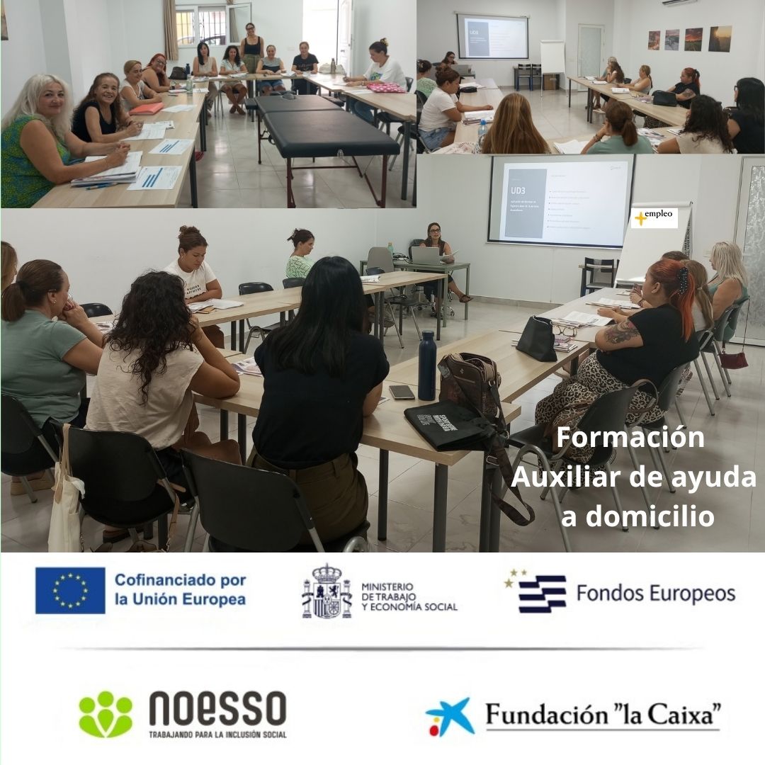 aNOESSO's tweet photo. 📢 ¡Arranca la formación de Auxiliar de Ayuda a Domicilio del proyecto Formajob! 📚💼 

✨ El marco de la convocatoria +Empleo de @FundlaCaixa, cofinanciado por el Fondo Social Europeo Plus (FSE+) y la Fundación "la Caixa"

 ¡Mucho éxito al alumnado! 🔥 https://t.co/gh3Ge6HrGy