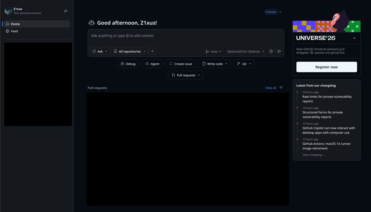 z1xus's tweet photo. THIS IS NOT A DRILL! THEY REMOVED DOOMSCROLL FUNCTIONALITY FROM GITHUB ! I REPEAT, THIS IS NOT A DRILL, YOU CANNOT DOOMSCROLL GITHUB ANYMORE, IT ONLY DISPLAYS YOUR WORK https://t.co/GodE7Da5L3