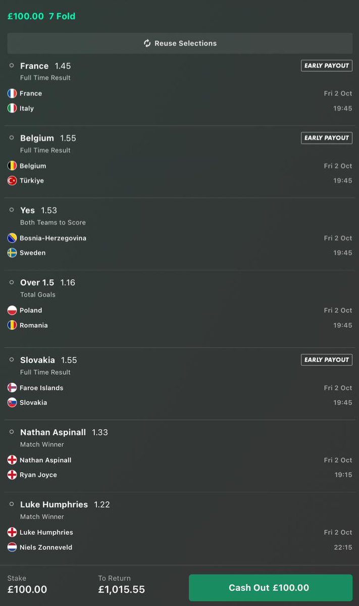 BigBallsBankers's tweet photo. In in a rush and don’t have time for 5 diff bets so today let’s turn £100 into a bag! 💼 1 clean swipe getupppppppppp https://t.co/ypFbOIgs2D