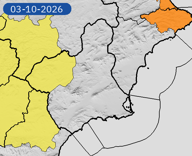 AEMET_Murcia's tweet photo. 02/10 14:42 AVISOS HOY Y MAÑANA | Región de Murcia: lluvias y tormentas. Nivel máximo de aviso: rojo.
Actualizaciones en https://t.co/gQDupQ393c https://t.co/vadWOhreY5