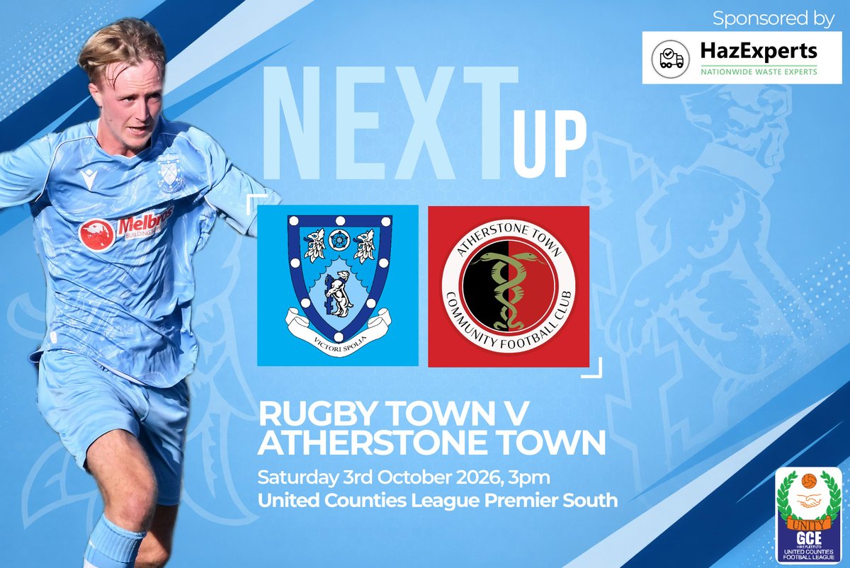 RugbyTown_FC's tweet photo. NEXT UP! Rugby v @FCAtherstone 

It's 4th v 2nd. It's a Warwickshire derby and an old rivalry renewed. 

And it's at Butlin Rd tomorrow in the @utdcos Premier South.

🏟️ Butlin Rd, CV21 3SD 
📅 Saturday 3 Oct
🕒 3pm
🎟️ Adults £10 | Conc £5 | U18 £5 | U12 £2 

#utv @SurpriseShirts https://t.co/xGJfKQfDuE
