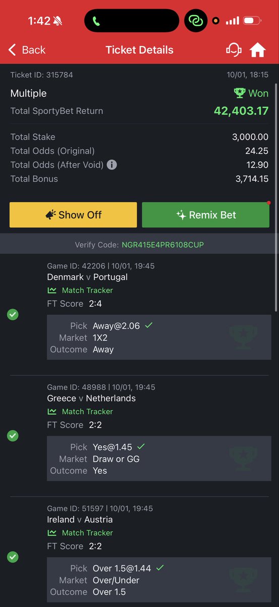 Ajaosenior's tweet photo. #sportybet are the highest scammer ever,,after losing over 100k to you guys…I played a game and I won 80,000 plus and you end up voiding a game that won 0-3 which carried over 2.5 and you end up crediting me 42,000… if you know what you’re doing avoid #SportyBet they’re scammer https://t.co/RHsZuH843R