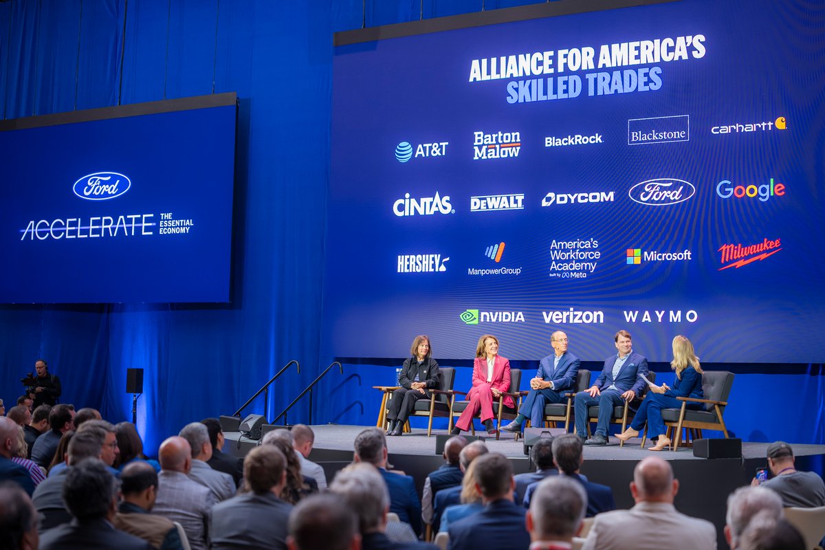 porterstanleyai's tweet photo. America’s skilled trades have a leaky bucket problem, NOT a demand problem.

Ford’s new report projects 1.7 million skilled-trades openings every year through 2035.

It puts apprenticeship completion at 48%.

These people already signed up, they just didn't finish.

Ford identifies transportation, childcare and the need to keep earning a paycheck as barriers to finishing.

People are sold on the career opportunity, then get lost during training.

Improve completion from 48% to 60% and you get 25% more people finishing.

I’d put money into paid training, reliable transportation and childcare support before spending another dollar telling those same people the trades are a great opportunity.

They already enrolled.

We can finance billion-dollar factories.

We can figure out how to get an apprentice to work.