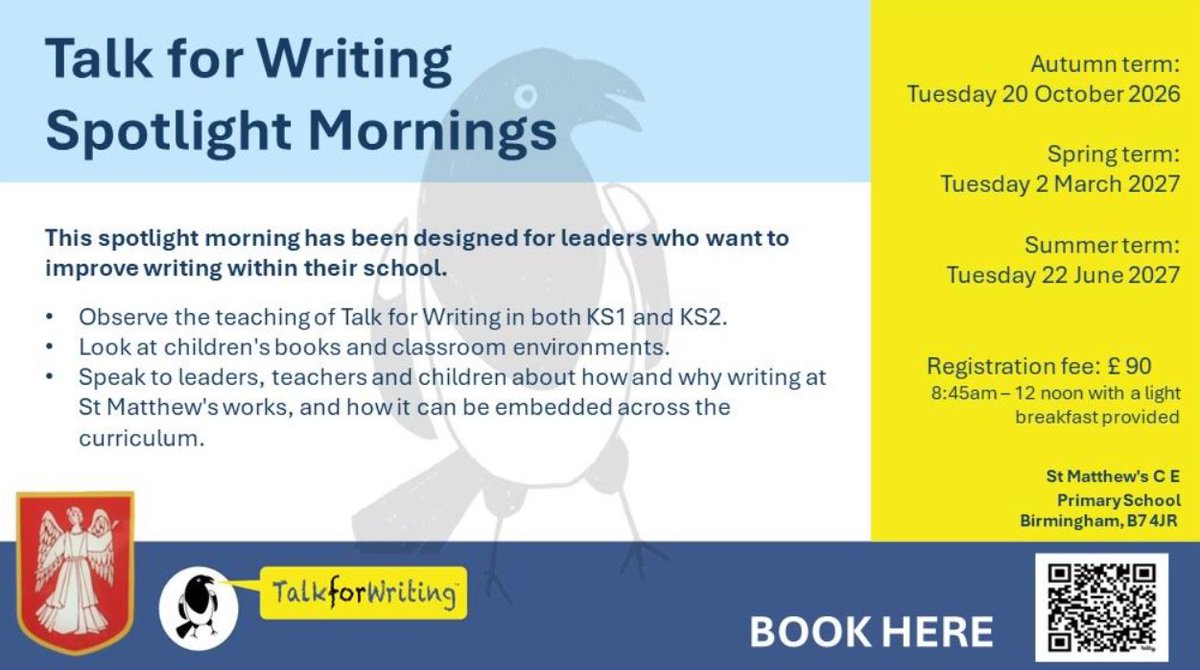 GauravDubay3's tweet photo. This is a wonderful opportunity to learn about @Talk4Writing  from the experts at @StMattsCofE in Birmingham. 

Please do share widely 

@son1bun @zena_chadwick @Suchmo83 @teacherfeature2 https://t.co/fRVqRVF08l