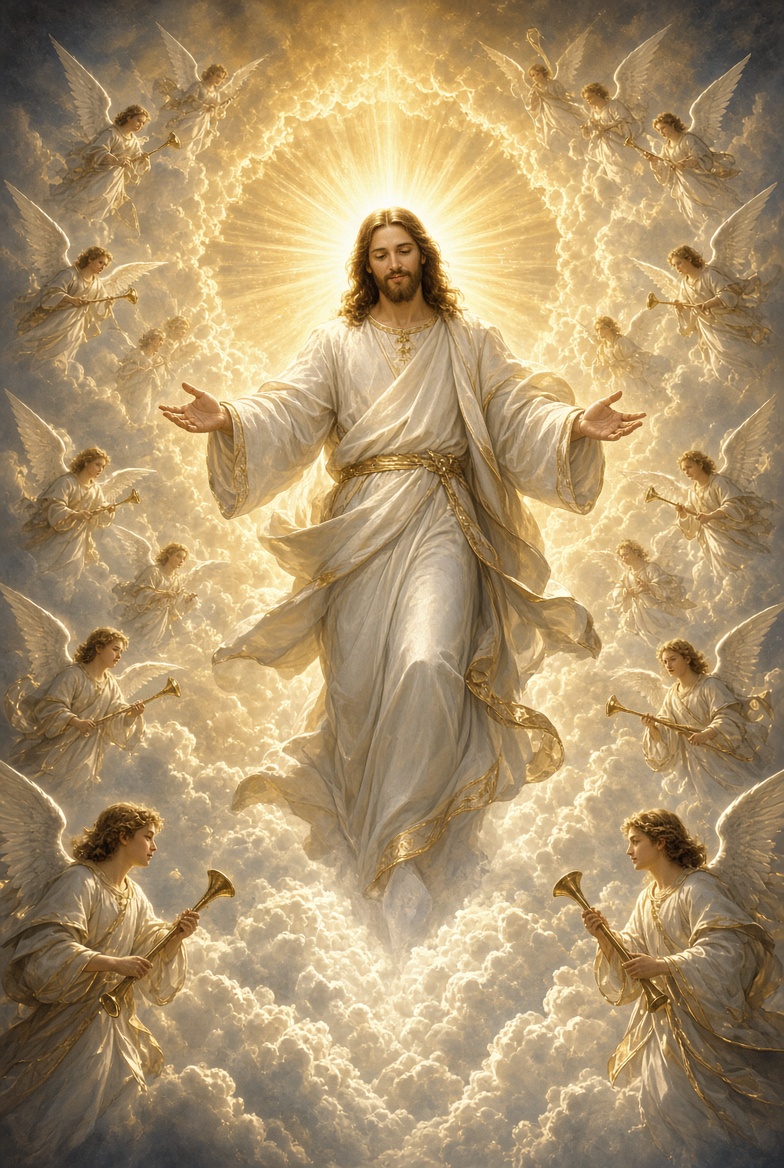LatinaMamina's tweet photo. I ask Grok to show Jesus' second coming. So majestic. Jesus is king! https://t.co/qHbfwaC625
