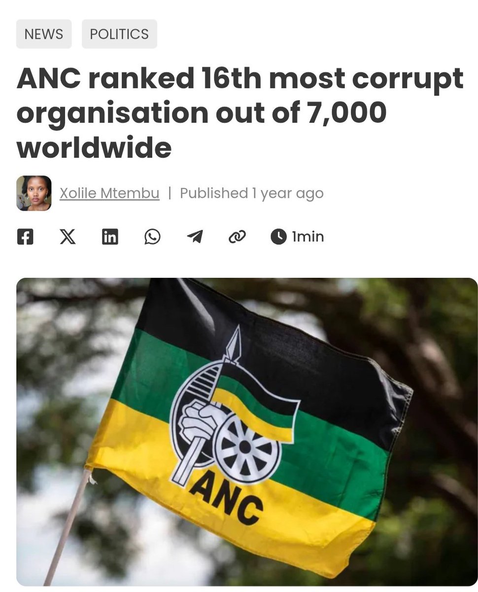 ConCaracal's tweet photo. @MbalulaFikile The 16th most corrupt organisation in the world is willing to sacrifice the citisens of South Africa in order to protect its looting opportunities and feeding trough? Checks out. https://t.co/9IlJiTHzq6