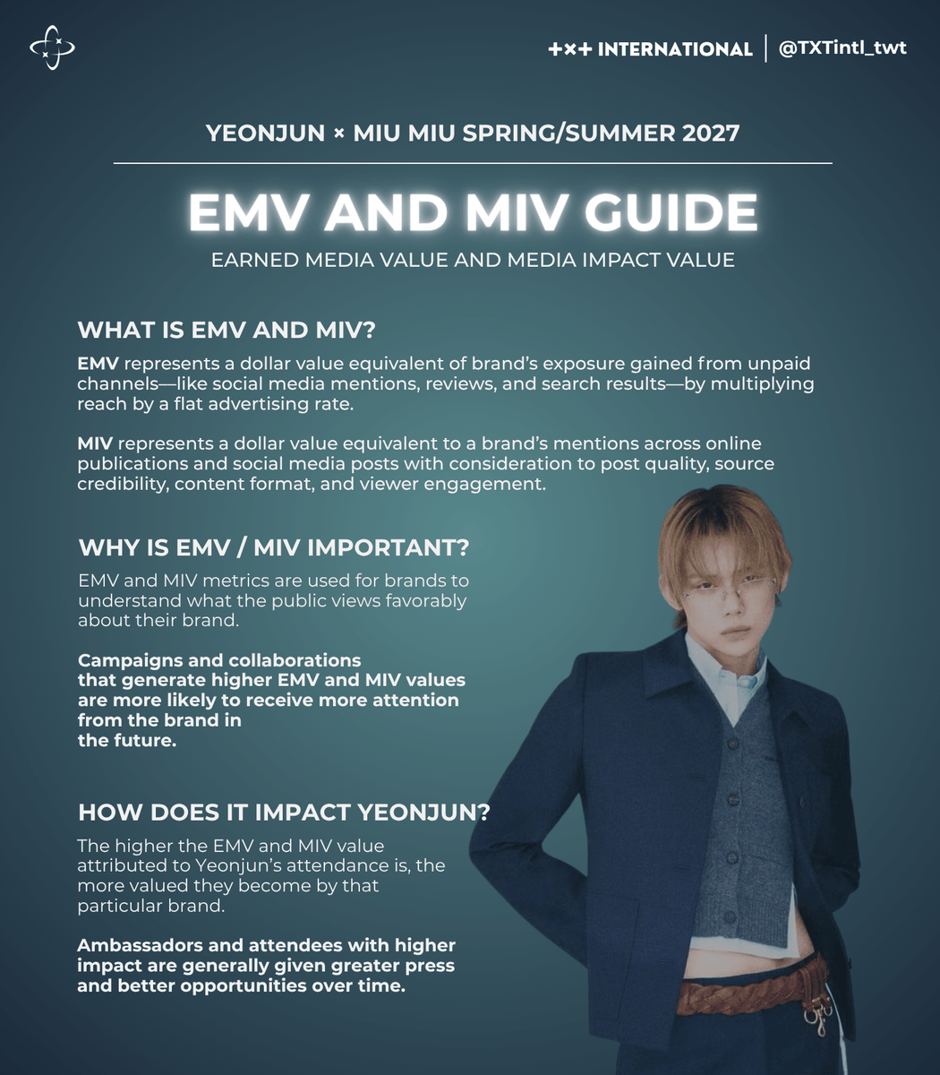TXTintl_twt's tweet photo. YEONJUN will attend the Miu Miu Spring/Summer 2027 fashion show by Miuccia Prada in Paris. Here are some guidelines to help increase engagement during the event:

📅 October 4 at 1 PM CEST

👉 Check the event time in your timezone here: 
https://t.co/D7gIu0NLao

#YEONJUNxMiuMiu #YEONJUN
#MiuMiuSS27 @MIUMIUofficial